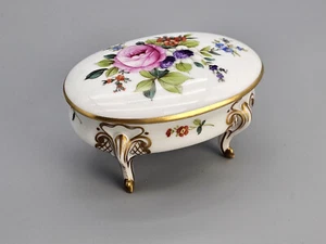 ROSENTHAL schöne alte Deckeldose 4füßig Handmalerei signiert 10,5 cm - Bild 1 von 9