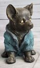 GREEN BROWN PATINA BRONZE CHIHUAHUA DOG TABLETOP AND OUTDOOR DECORATION