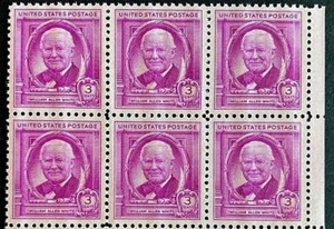 US Stamps, Scott #960 William Allen White Issue 1948 3c Block of 6 XF M/NH - Picture 1 of 1