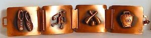 VINT KUPFER SCHÜSSELPANEL ARMBAND MITTE DES JAHRHUNDERTS VERSCHIEDENE SYMBOLE - Bild 1 von 5