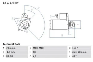 BOSCH 0 986 025 960 Starter Service Replacement Fits Volvo V70 2.5 T FlexiFuel - Picture 1 of 7