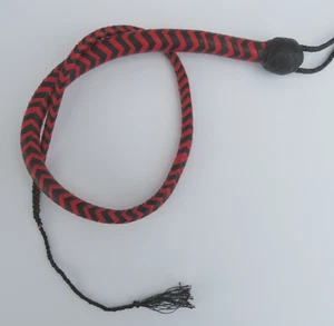 Leather Single Tail, 36" Black & Red Single Tail Unisex Handcrafted USA - Picture 1 of 5