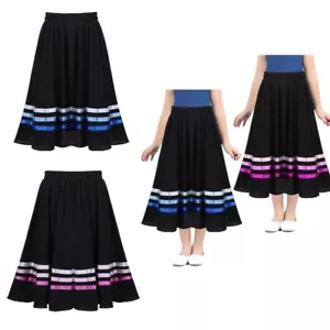 Kids Girls Ribbon Ballet Dance Character Skirt Ballerina Long Maxi Swing Skirts - Picture 1 of 22