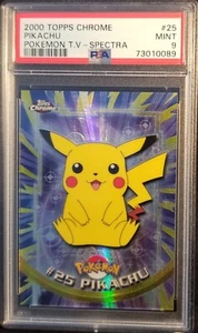 PIKACHU POKEMON 2000 TOPPS CHROME SPECTRA EDITION T.V. CARD #25 PSA MINT 9 - Picture 1 of 2