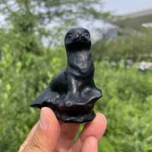 Lindo sello de obsidiana cristal tallado animales hechos a mano regalos para mujeres y niños - Imagen 1 de 6