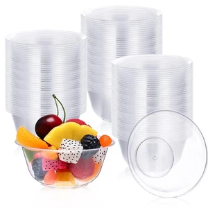 Thenshop 250 Pieces 9 oz Clear Dessert Bowls Hard Plastic Soup Bowls Salad Bo... - Picture 1 of 7
