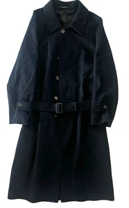 vintage mens black London Fog flannel wool heavy overcoat trench dress coat 42 L - Picture 1 of 9