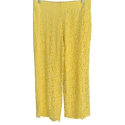 Isaac Mizrahi Live Mujer Amarillo Encaje Superpuesto Cintura Elástica Forrada Pierna Ancha Pantalones Foto 1 de 4