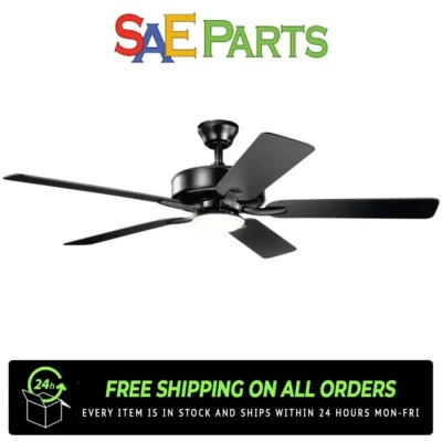 KICHLER Basics Pro Designer 52 inch Satin Black Ceiling Fan 330019SBK - Image 1 of 3