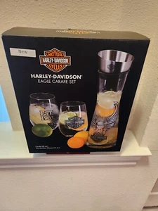 Harley- Davidson Motor Cycles Eagle Carafe Set  - Picture 1 of 2