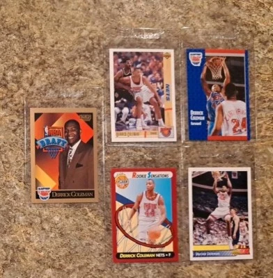 (5) Derrick Coleman 1990-91 SkyBox Rookie card RC 1991-92 Fleer Upper Deck Nets - Image 1 of 4