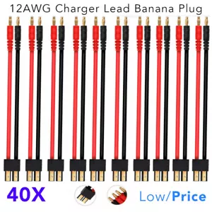 40X 12awg Charger Lead Banana Plug to TRX Plug Connector for RC parts LiPo - Picture 1 of 9