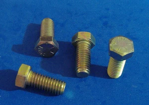 LOT OF FOUR GRADE 8 HEX HEAD CAP SCREW 7/16 - 14 X 1" YELLOW ZINC HARDENED BOLT - Picture 1 of 1