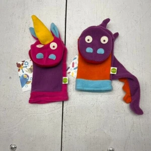 Cate & Levi Polar Fleece Dragon & Unicorn Hand Puppets One Size NEW - Picture 1 of 4