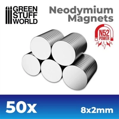 Green Stuff World 50x Neodymium Magnets 8x2mm (N52)