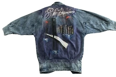 Chaqueta Denim De Colección Años 80 San Francisco Personalizada Pintada Bay Bridge/Trolley Talla S En muy buen estado Foto 1 de 4
