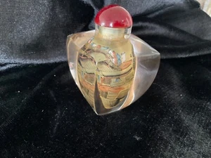 Fine Old Chinese Reverse Hand Painted Village Market -Snuff / Perfume Bottle  - Picture 1 of 3