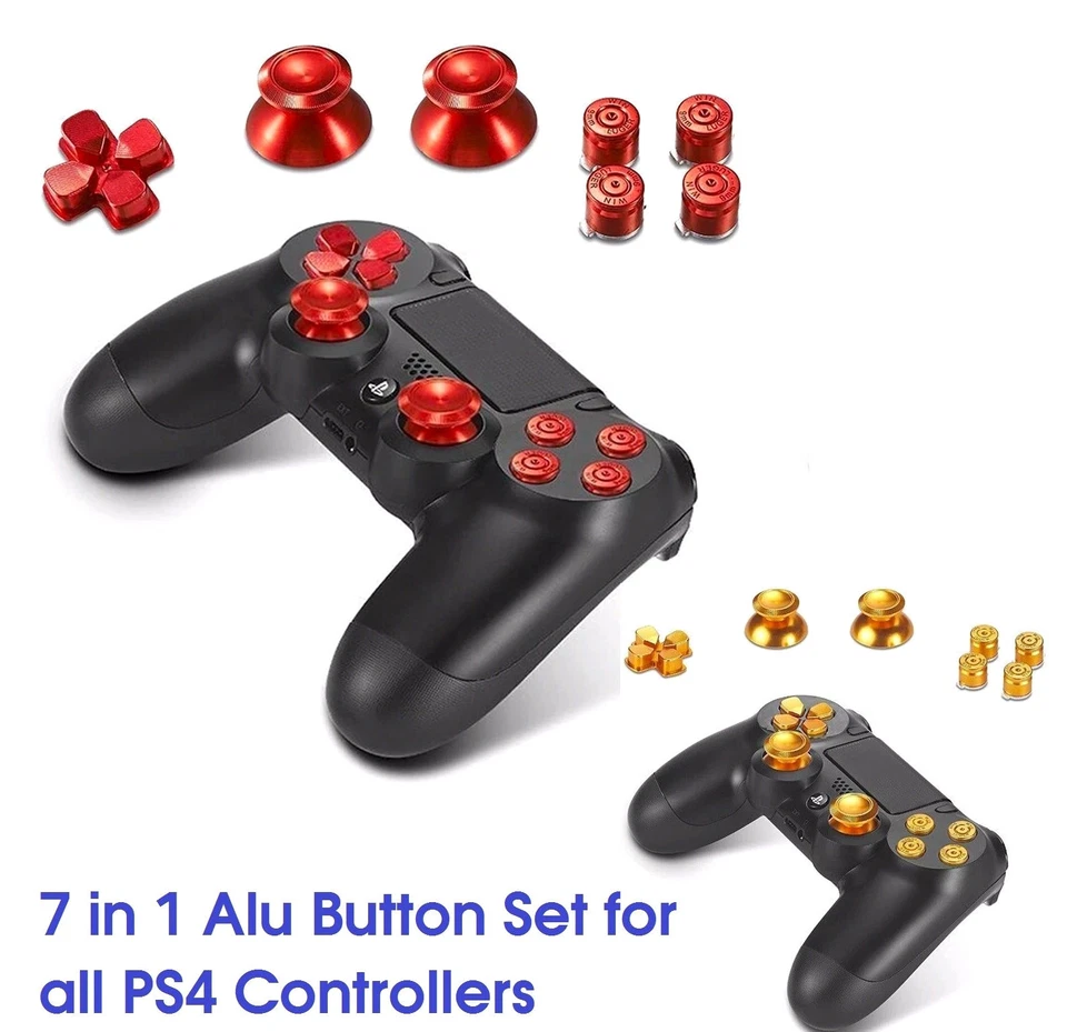 PS4 Controller Aluminium Knöpfe Bullet Buttons Alu Thumbstick & DPad Modding Set - Bild 1 von 1