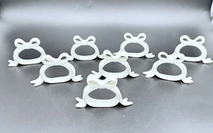 Vintage weiße Bone China Schleife Serviettenringe 8er Set von Audrey 1980er - Bild 1 von 5