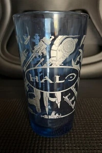 Halo Collector Glass Tumbler Cup – Blue with White Weapons Design – Xbox - Picture 1 of 4