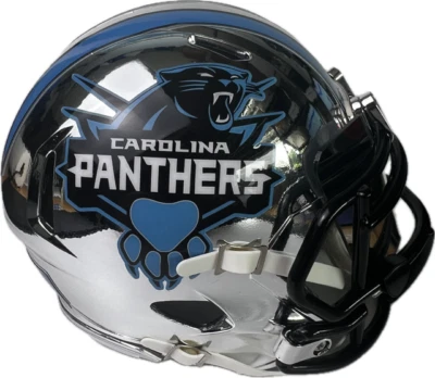 Mini casco cromado con visera Carolina Panthers Foto 1 de 4