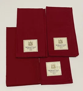 Wilton Court Set of 4 four Napkins 20 X 20" Scarlet Red Christmas Holiday Cotton - Picture 1 of 5