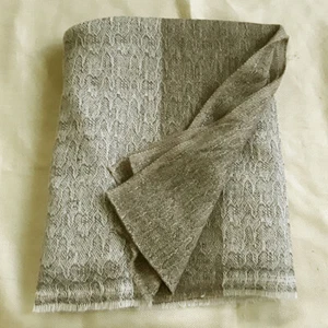 HANDWOVEN SOFT CASHMERE SHAWL CHARCOAL LIGHT GREY BROWN SALE PRICE NEPAL - Picture 1 of 5