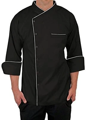 Chef Shirt Men Single Breast Coat 3/4 Sleeve Restaurant Uniform Kitchen Shirts - Image 1 of 4