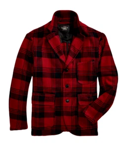 $1200 Ralph Lauren RRL Rojo Negro Tela Escocesa Lana Sarga Slim Abrigo Deportivo Chaqueta Blazer - Imagen 1 de 4