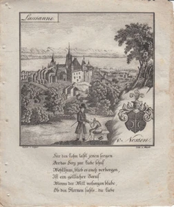 Lausanne Schweiz Waadt Orig. Lithografie Walde 1830 Zittauisches Tagebuch - Bild 1 von 1