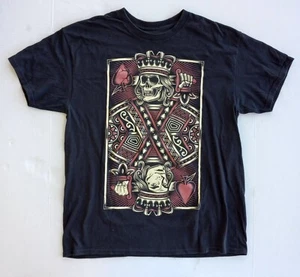 D.O.M King of Spades Playing Cards Skull Black Graphic T-Shirt Size Large - Picture 1 of 4