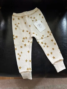 NWT Fin & Vince Star Holiday Pant Toddler 12/18 Month Cream Gold Waffle Knit NYE - Picture 1 of 2