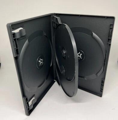 3 PCS New Top Quality Black 14mm QUAD (4) Disc DVD Case, Flip Tray,  DB14-4B - Image 1 of 4