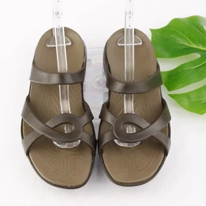 Crocs Womens Meleen Sandal Size 11 Brown Strappy Slide Flip Flop Pool Beach Shoe - Picture 1 of 13