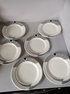 Wedgwood Black and White Salad Plates Small Art Deco Style x6 - Picture 1 of 6