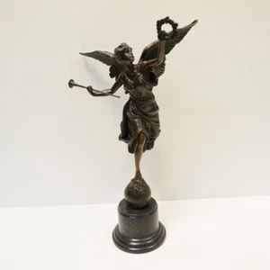 Estatua estilo Art Deco escultura victoria alada estilo Art Nouveau bronce firmada - Imagen 1 de 10