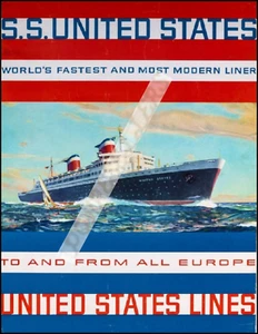 S.S. United States Ship Advertisement Catalog Photographic Print 8.5x11" - Picture 1 of 1