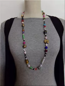 Neu bunte lange Kette verschiedene Perlen Handmade Handarbeit Unikat - Bild 1 von 8