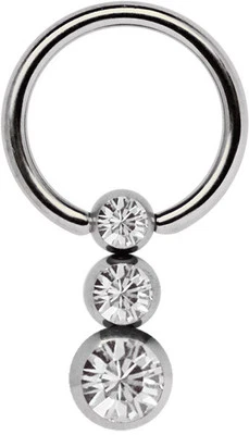 Piercing Gioielli Titan Seno Intimo Anello Bcr 1,6mm Con Trio Sfera Pietra - Immagine 1 di 2