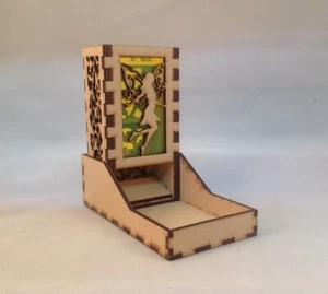 Fairy Dice Tower & Tray  Neon Yellow Acrylic Window COMPACT DESIGN Laser Cut MDF - Picture 1 of 6