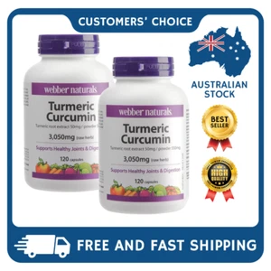 Webber Naturals Turmeric Curcumin 3050mg Supports Joints & Digestion 120caps - Picture 1 of 3