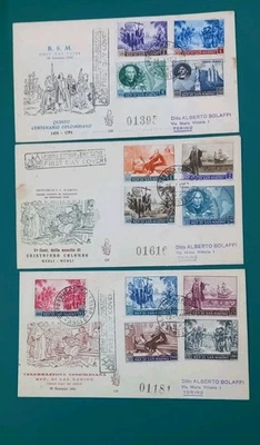 1952 Fdc Venetia Club Rep. di San Marino Busta N° 126: Colombo, 3 buste Raccom. - Immagine 1 di 4