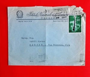 1964 busta con bollo 30 lire i.n.a. isolato con timbro d'arrivo ovale deformato - Foto 1 di 2