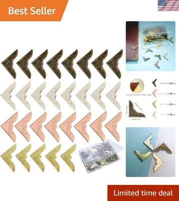 Protectores de esquina de libro retro resistentes de metal - 80 piezas para álbumes de recortes y fotos Foto 1 de 4