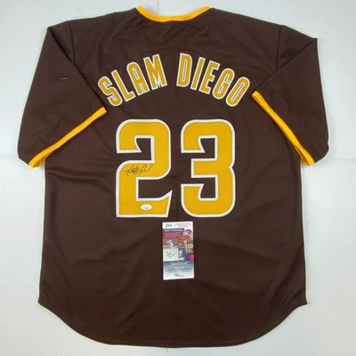 Autographed/Signed Fernando Tatis Jr. Slam Diego San Brown Jersey JSA COA - Image 1 of 4