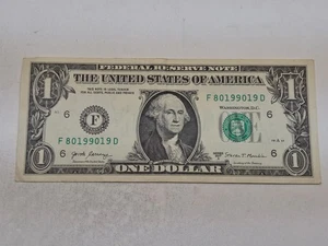 19 AUG 1990, BIRTHDAY NOTE F 80199019 D 1$ One Dollar Bill - Picture 1 of 4