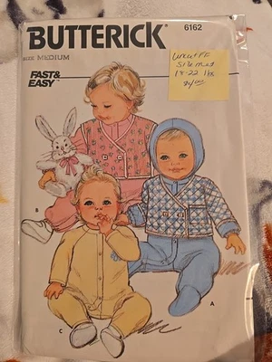 Vintage Butterick 6162 Infant Jacket,vest & jumpsuit Size Med 18-22 Lbs Uncut - Image 1 of 2