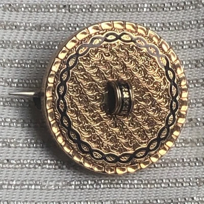 Antique Victorian 14k Gold Black Enamel Button Brooch Pin / Pendant / Watch Pin - Image 1 of 4