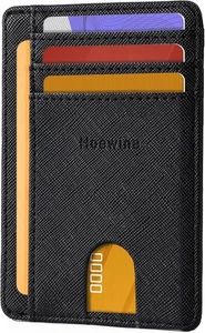 Slim Minimalist Wallet for Men Credit Card Holder RFID Blocking Leather Cross Bl - Picture 1 of 5