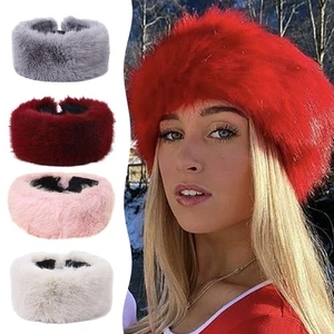 Cappello caldo invernale elastico con fascia in pelliccia sintetica soffice per attività all'aperto - Foto 1 di 23